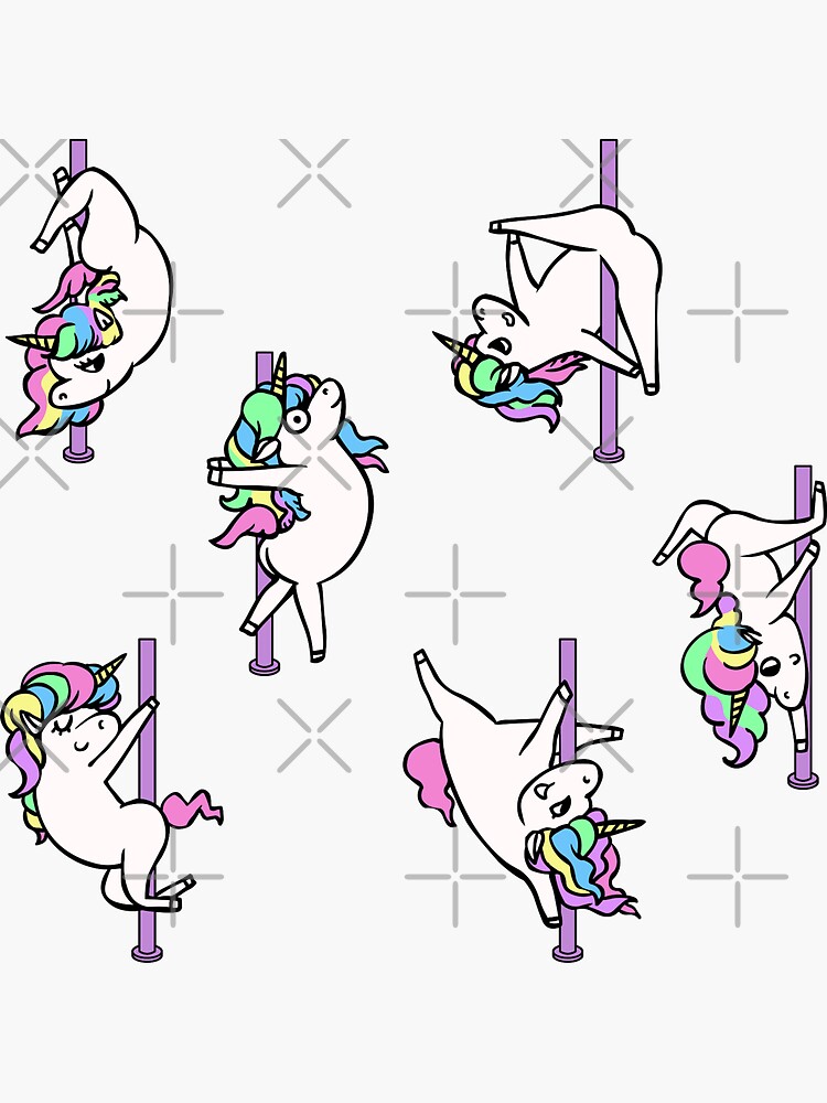 " Unicorn Pole Dancing Club" Sticker by Huebucket | Redbubble