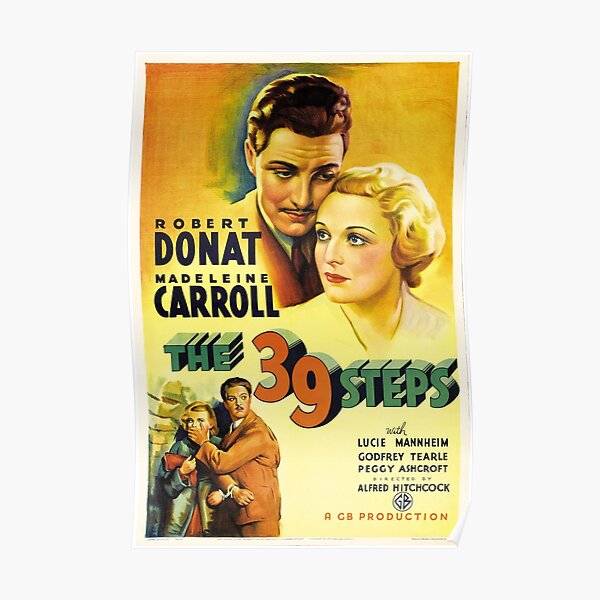 Vintage Hollywood Nostalgia The 39 Steps Alfred Hitchcock Film Movie Advertisement Poster Poster