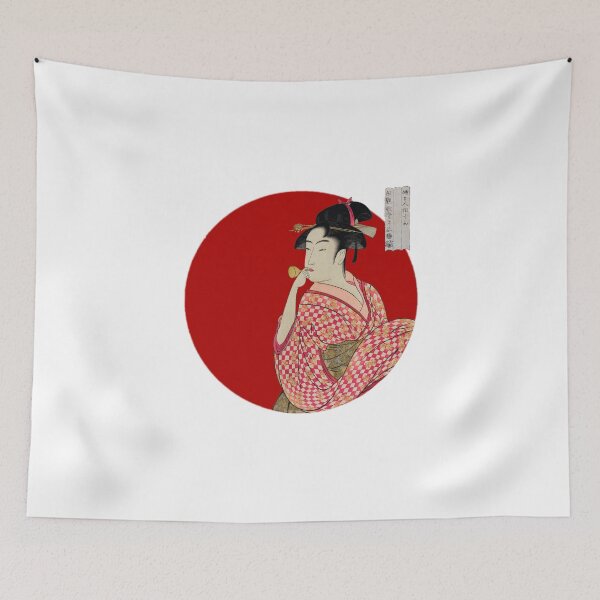 Item preview, Japanese Flag - Woman Blowing a Glass Pipe designed and sold by weavernap.