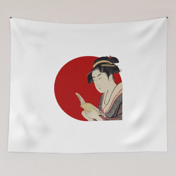 Item preview, Japanese Flag - Woman Reading a Book designed and sold by weavernap.