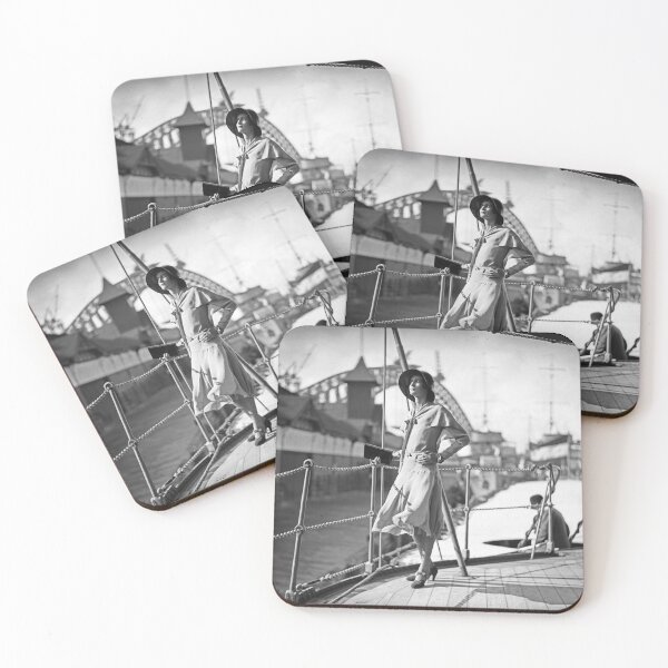 Item preview, Hera Roberts posing on the deck of HNLMS JAVA designed and sold by anmm.