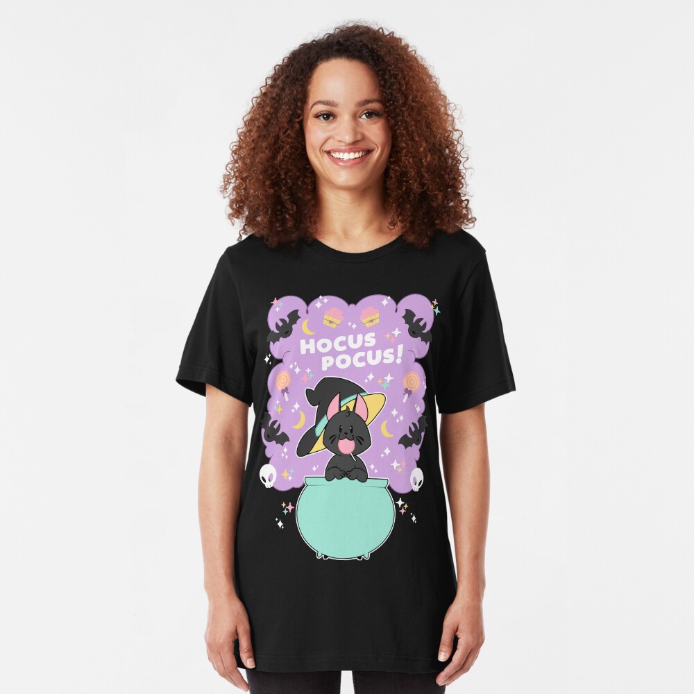 Hocus POCUS! Lucky the Black Cat Slim Fit T-Shirt