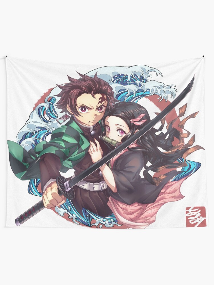 Kimetsu No Yaiba Tanjiro And Nezuko Demon Slayer Tapestry By Theseusaino Redbubble