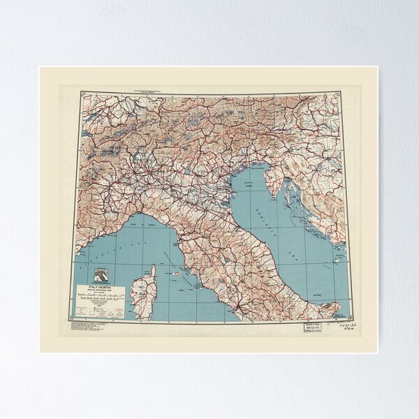 Item preview, Northern Italy World War II Strategic Map (1943) designed and sold by allhistory.