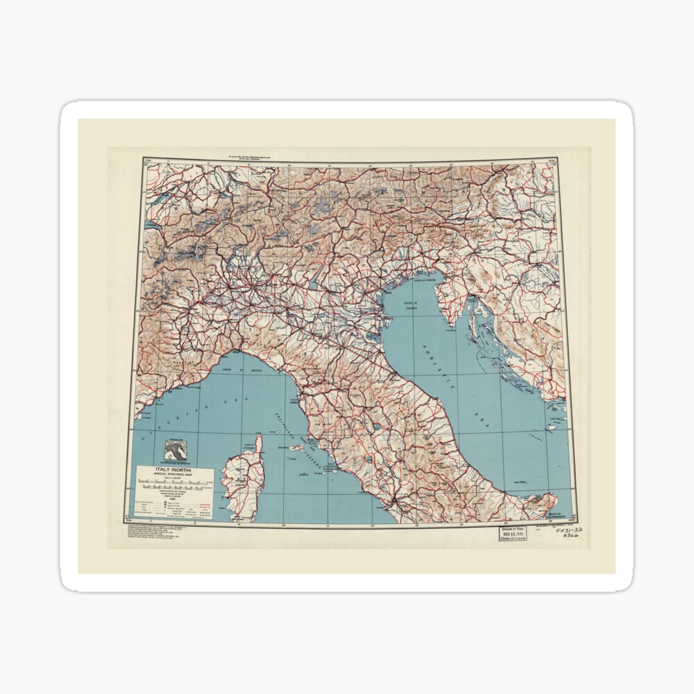 Northern Italy World War Ii Strategic Map 1943 Poster By Allhistory Redbubble