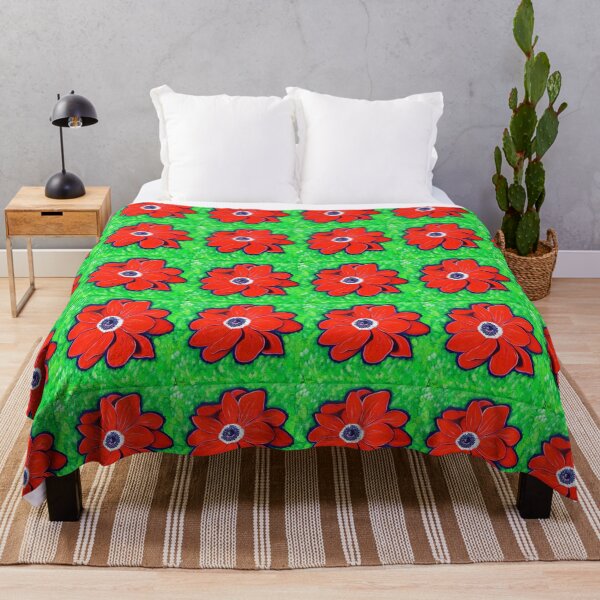 Item preview, Bright Red Windflower Painting designed and sold by Art by Kirsten Sneath.