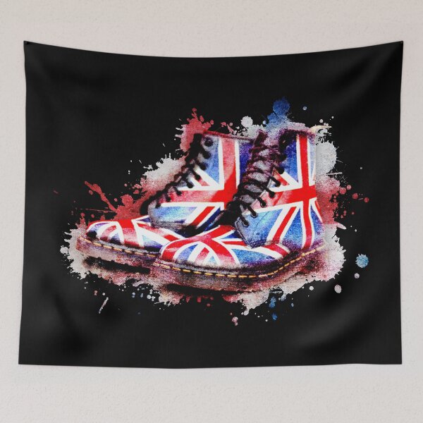 Item preview, Union Jack Dr Martens boots on black designed and sold by Retro Futurist.