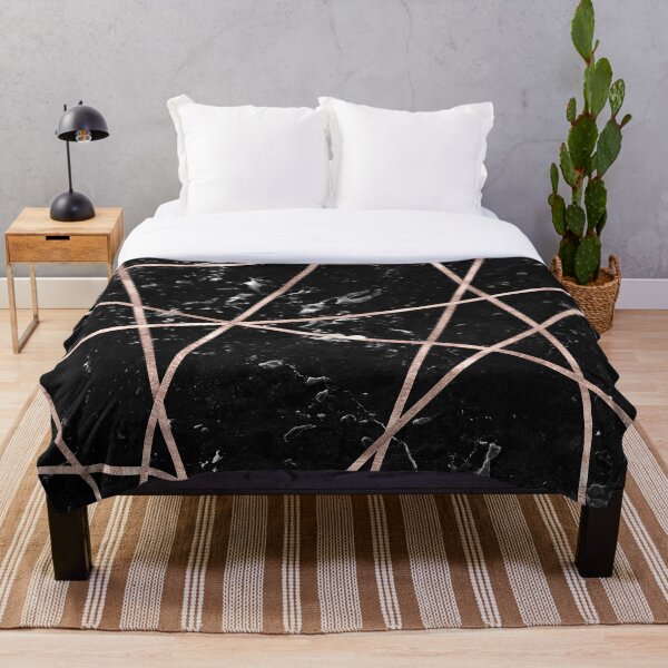 Black Marble Rose Gold Geo Glam #1 #geo #decor #art Throw Blanket