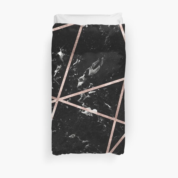 Black Marble Rose Gold Geo Glam #1 #geo #decor #art Duvet Cover