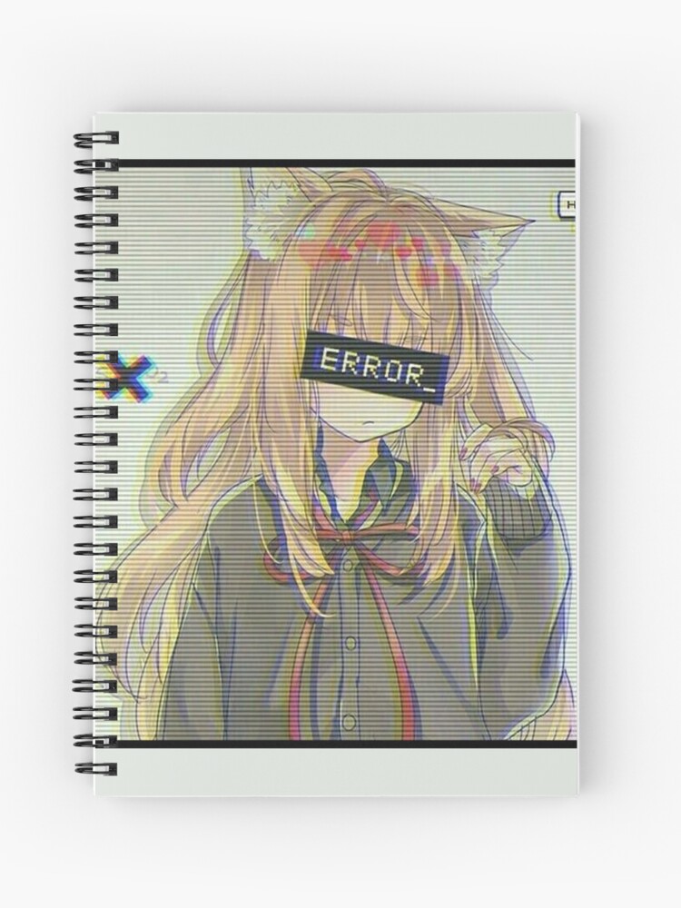 Cuaderno de espiral «Error Glitch - Sad Anime Girl» de simouser | Redbubble