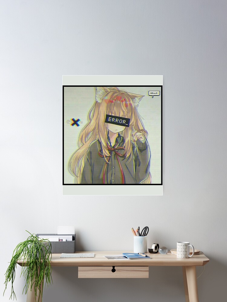 Error Glitch - Sad Anime Girl | Art Board Print