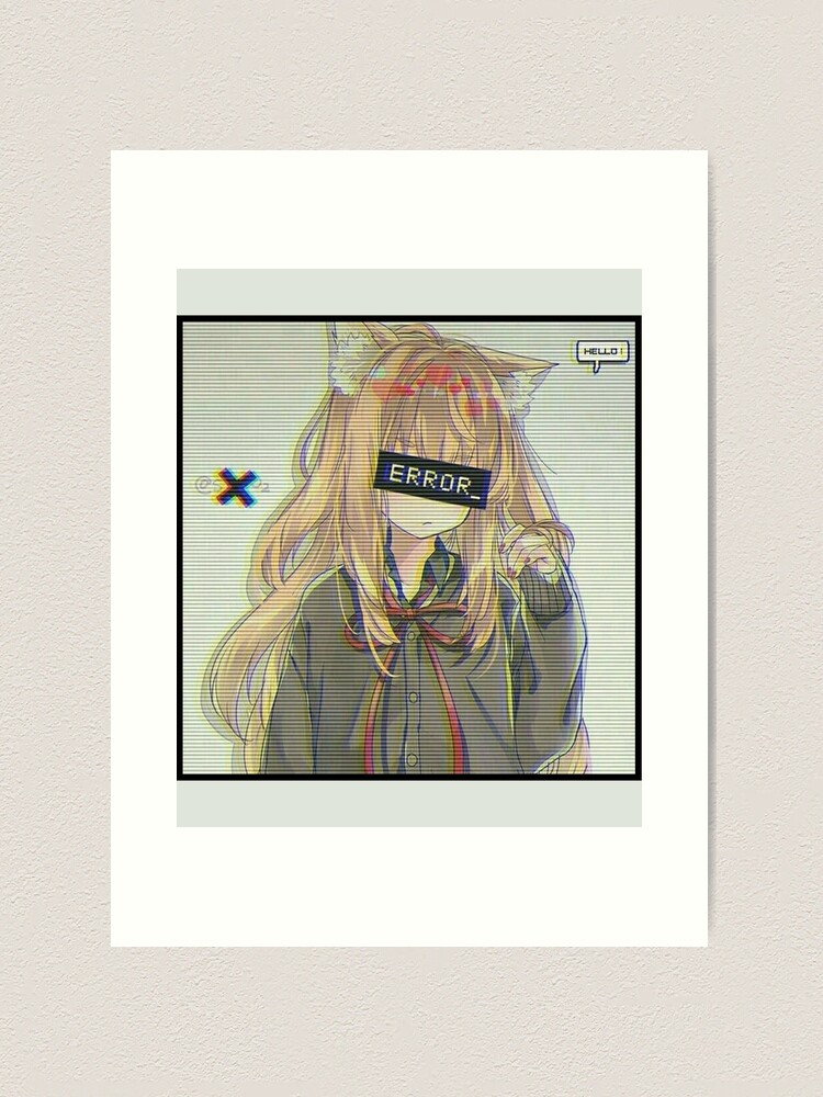 Error Glitch - Sad Anime Girl Art Board Print for Sale by