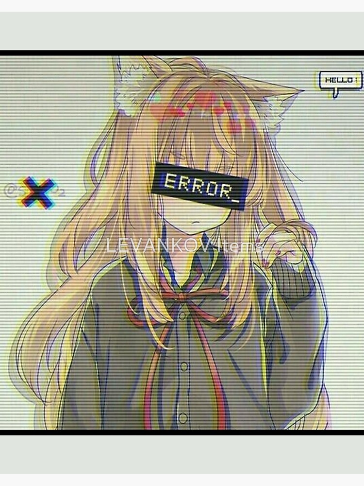 Error Glitch - Sad Anime Girl Art Board Print for Sale by