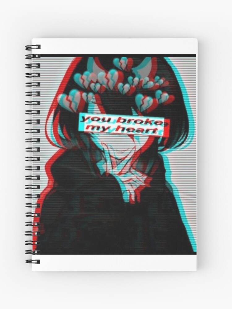 You Broke My Heart - Sad Anime Girl Spiral Notebook for Sale by