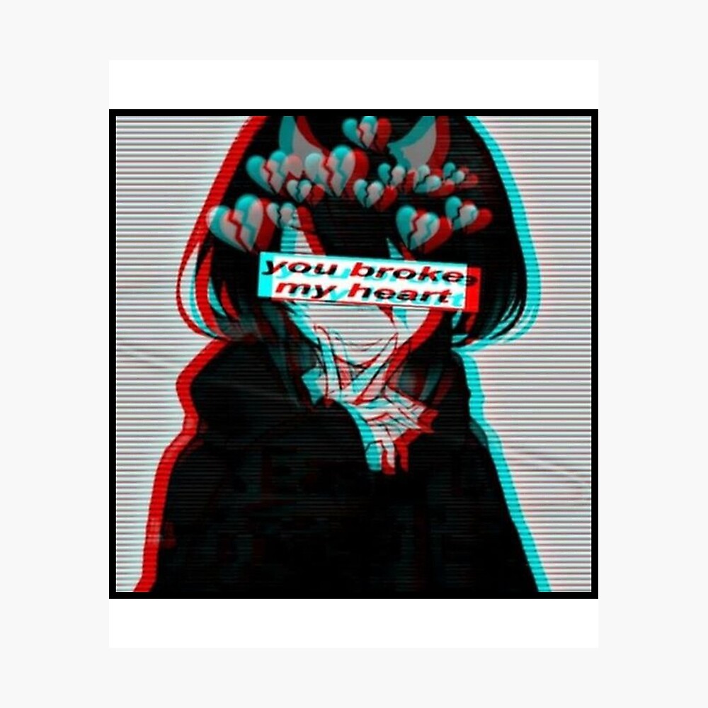 You Broke My Heart Sad Anime Girl Metal Print By Simouser Redbubble