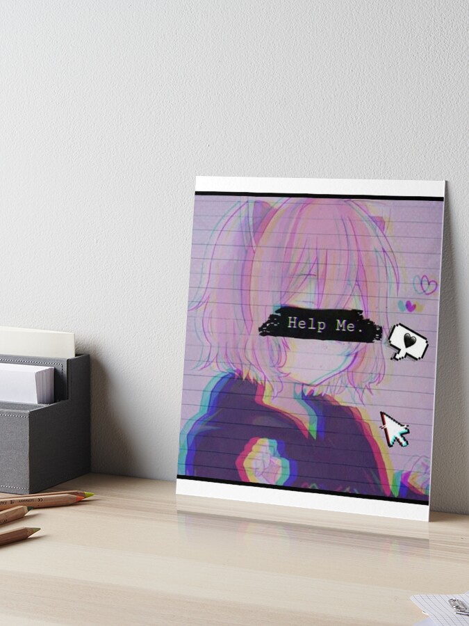 Error Glitch - Sad Anime Girl Art Board Print for Sale by