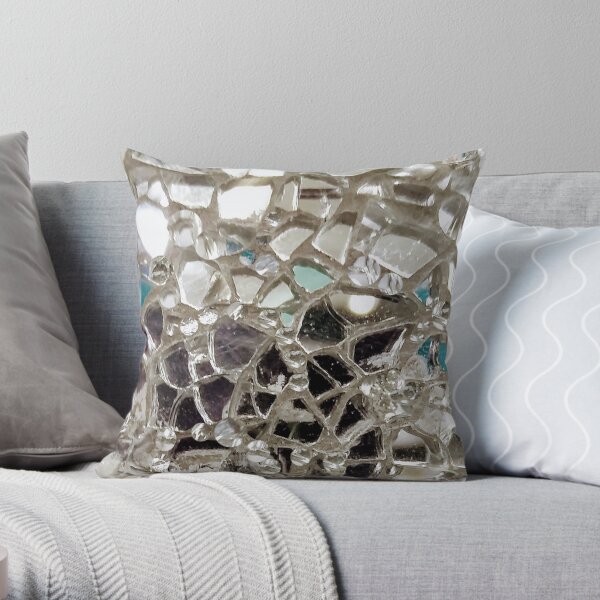 Silver Mirror and Glass Mosaic Throw Pillow
