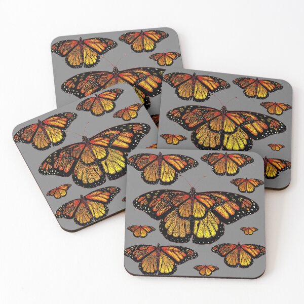 Item preview, MONARCH STYLE BUTTERFLIES ON GREY ART designed and sold by sharlesart.