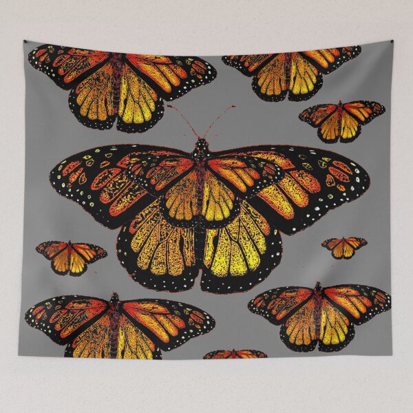 Item preview, MONARCH STYLE BUTTERFLIES ON GREY ART designed and sold by sharlesart.