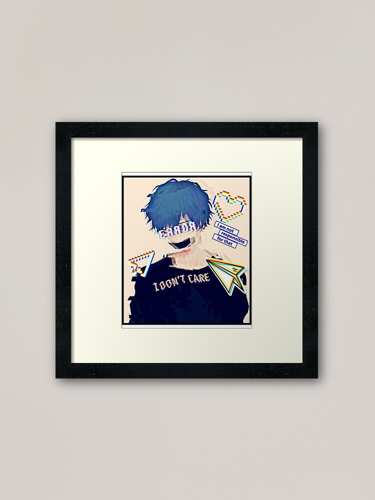 Error Glitch - Sad Anime Boy | Art Board Print