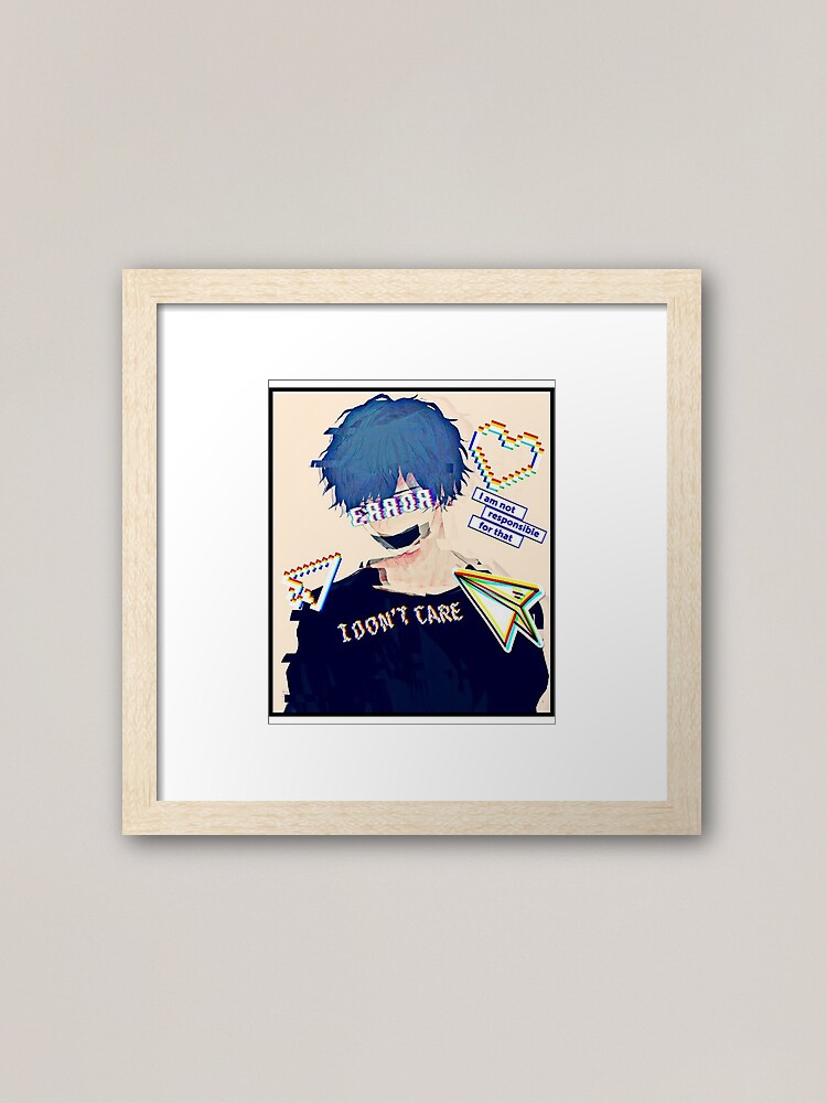 Error Glitch - Sad Anime Boy | Art Board Print