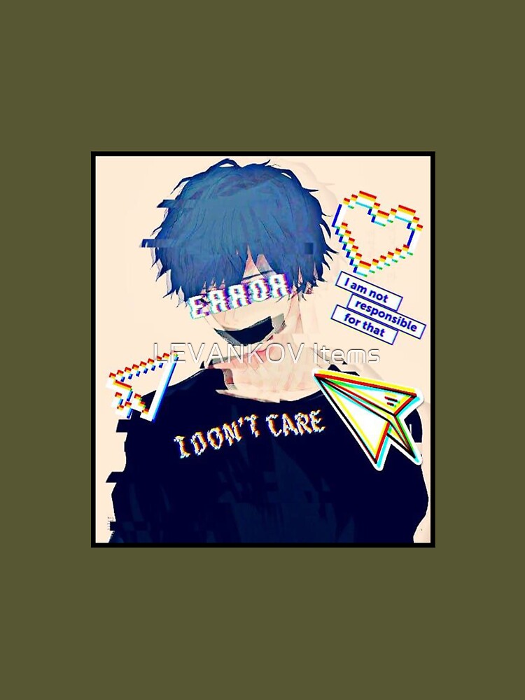 Error Glitch - Sad Anime Boy | Art Board Print