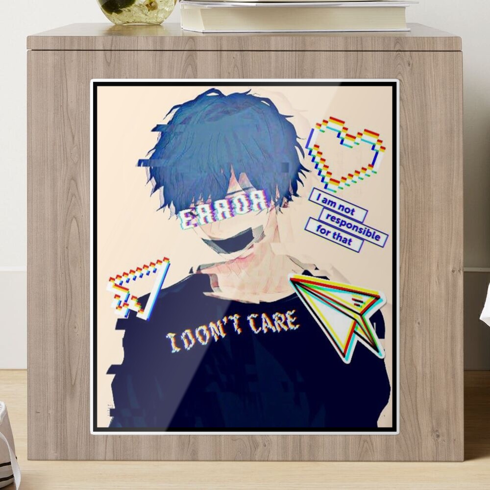 Error Glitch - Sad Anime Boy | Art Board Print