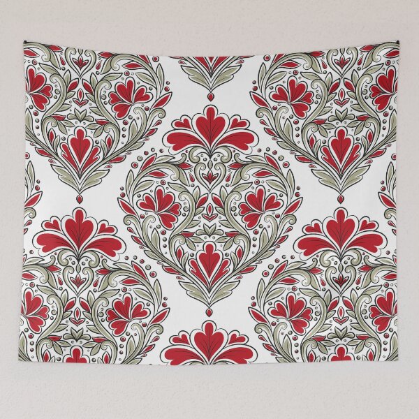 Artikelvorschau, Leidenschaft. Rotes und beige dekoratives Blumenmuster. entworfen und verkauft von Annartlab.