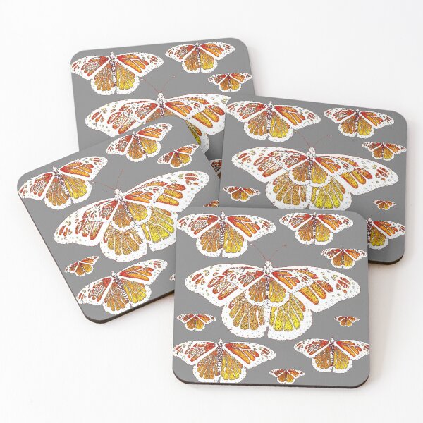 Item preview, WHITE MONARCH STYLE BUTTERFLIES ON GREY ART designed and sold by sharlesart.