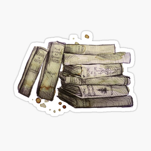 Book Stack by Kelli Crockett Sticker