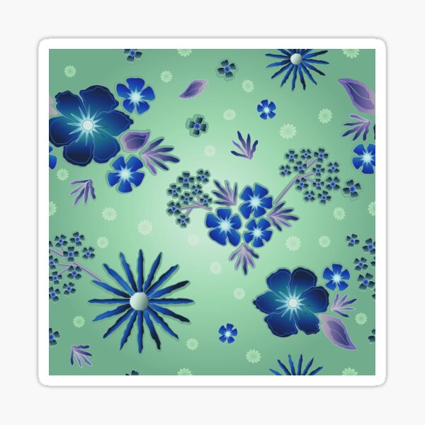 Item preview, Vintage Teal/Indigo Gamma Floral designed and sold by ZENDYtechSTYLE.