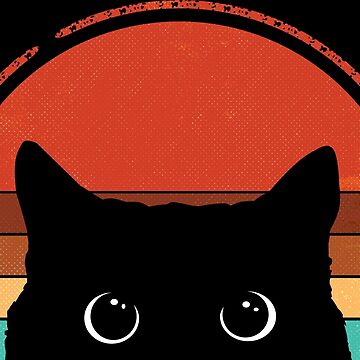 Artwork thumbnail, Black Cat Peeking Sunset Vintage by nameonshirt