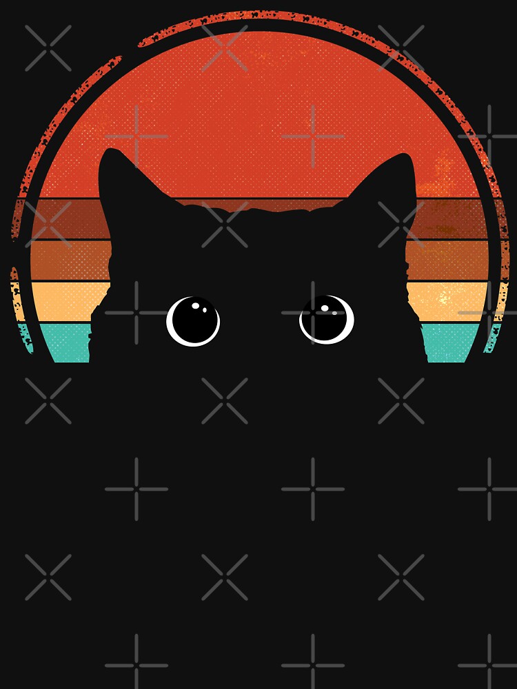Discover Black Cat Peeking Sunset Vintage Essential T-Shirt