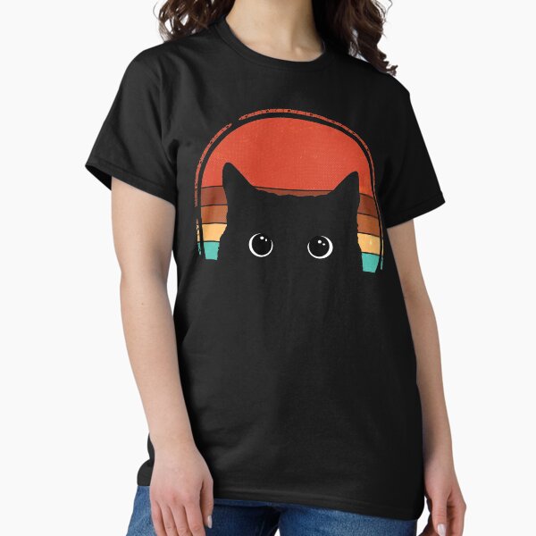 Artikel-Vorschau von Schwarze Katze späht bei Sonnenuntergang Vintage, designt und verkauft von nameonshirt.