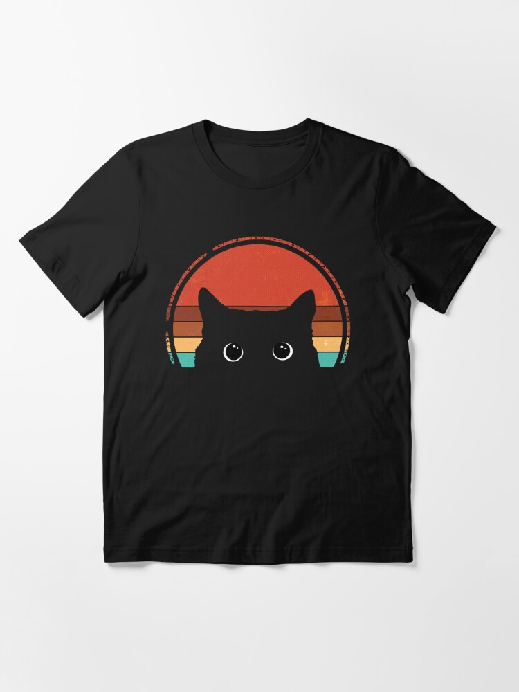 Discover Black Cat Peeking Sunset Vintage Essential T-Shirt