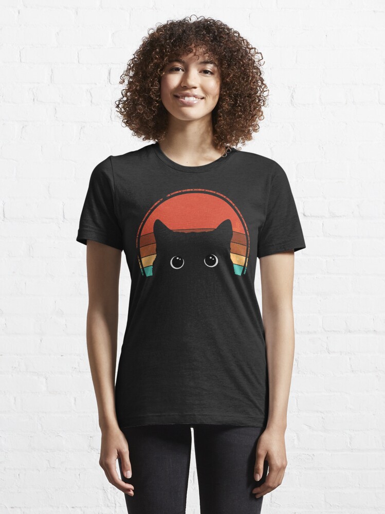 Disover Black Cat Peeking Sunset Vintage Essential T-Shirt