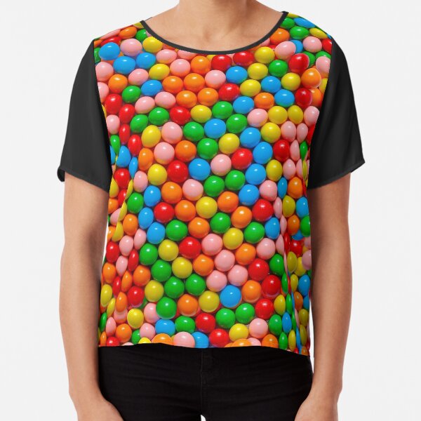 Mini Gumball Real Candy Photo Pattern Chiffon Top