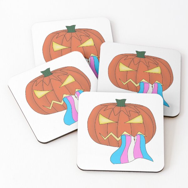 Item preview, jack o'lantern with trans pride flag designed and sold by calenca.