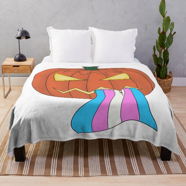 Item preview, jack o'lantern with trans pride flag designed and sold by calenca.
