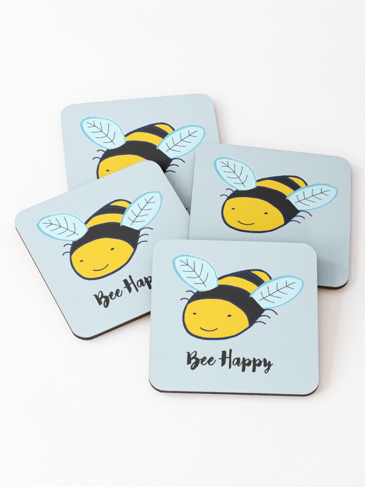 Bee Happy Coaster Coasters Set of 4