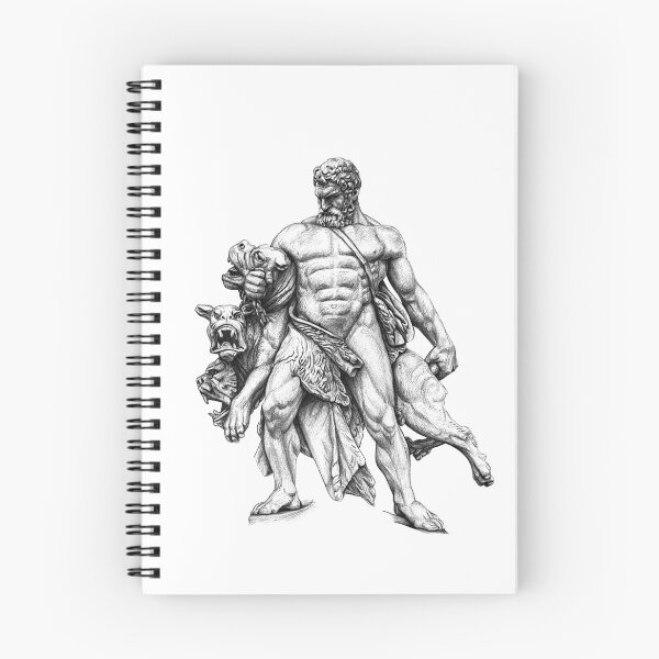 Item preview, Drawing of Hercules capturing Cerberus for white and light background designed and sold by IraPanyukova.