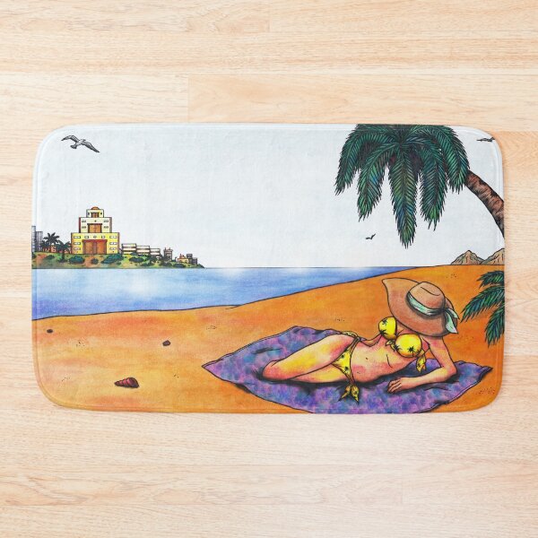 Item preview, watercolor illustration woman relaxing on beach at sea designed and sold by Jonah Augustin Gray.