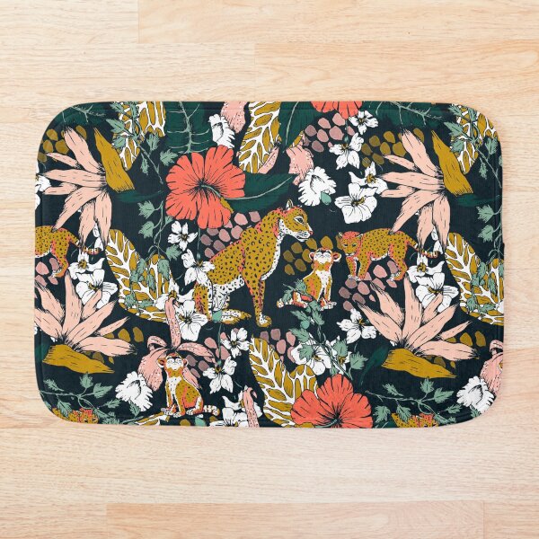 Animal print dark jungle Bath Mat