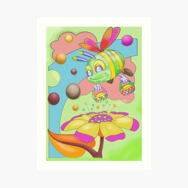 Busy bee shopping flowers collecting nectar Art Print