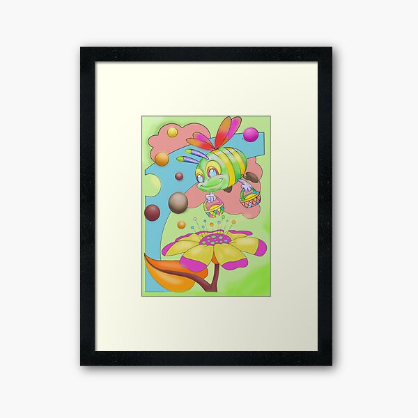 Busy bee shopping flowers collecting nectar Framed Art Print