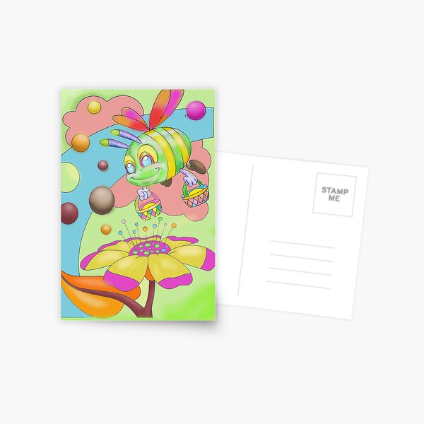 Busy bee shopping flowers collecting nectar Postcard