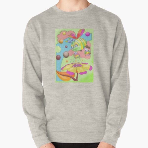 Busy bee shopping flowers collecting nectar Pullover Sweatshirt