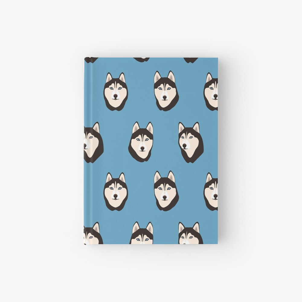 Husky Dogs Heads (pattern and stickers) Hardcover Journal