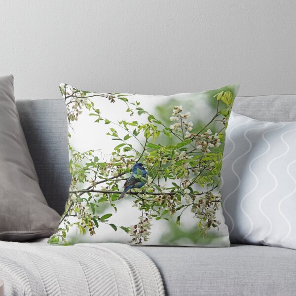 Item preview, Singing Indigo Bunting In Spring Blossoms designed and sold by Debbie Oppermann.