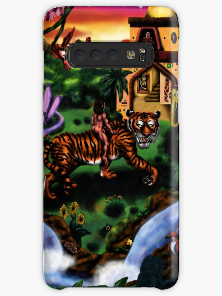 Painting Art Man Riding Tiger Jungle Temple Fantasy Case Skin For Samsung Galaxy By Jonahgray Redbubble